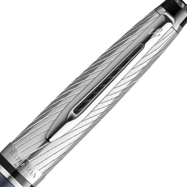 Waterman Expert Deluxe Steel Gray CT ballpoint pen with twist mechanism and brass PVD finish