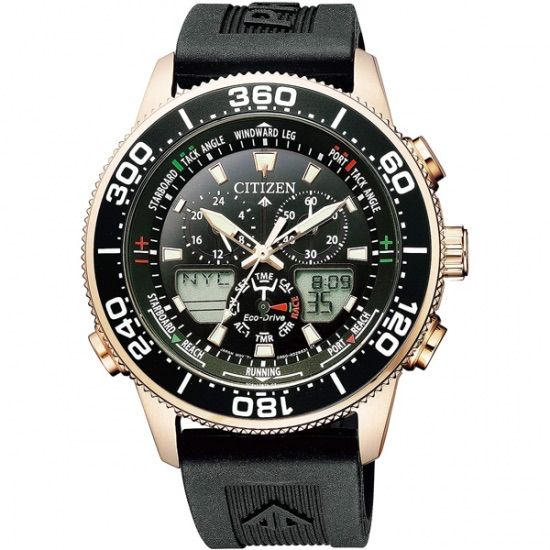 Citizen Promaster Marine Eco-Drive Yacht Timer sports watch with black dial and black strap