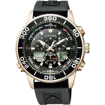 Citizen Promaster Marine Eco-Drive Yacht Timer sports watch with black dial and black strap
