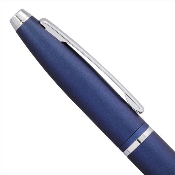 Cross Kurei ballpoint pen in midnite blue and red with chrome plated cap and tip, twist mechanism, and brass body