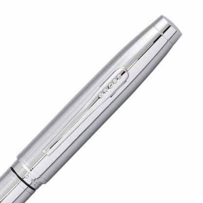 Cross Coventry NAT0662-7 Chrome ballpoint pen with brass base and chrome plating, twist mechanism, shown uncapped