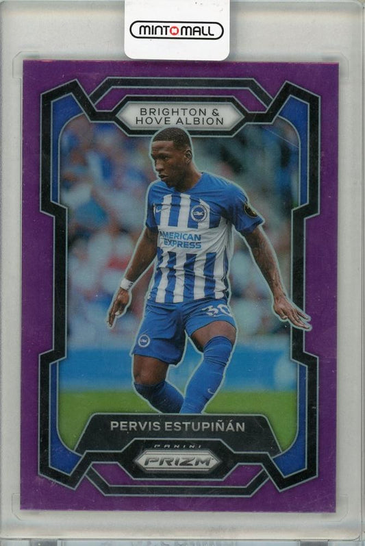 2023-24 Panini PRIZM Premier League trading card featuring Pervis Estupinan of Brighton