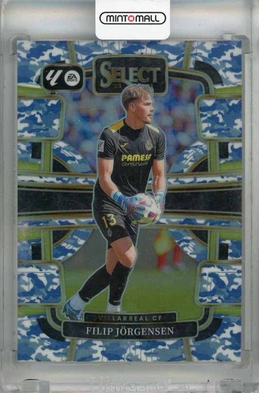 2023-24 Panini Select La Liga Filip Jorgensen Terrace Winter Camo trading card #40 of 99 from Villarreal CF