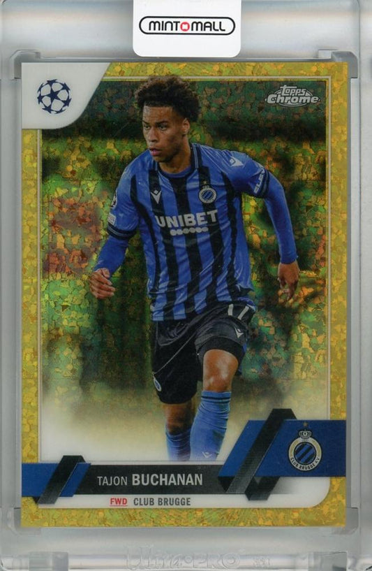 2022-23 Topps UEFA Club Competitions Tajon Buchanan Gold Mini-Diamond parallel card #44 serial 46/50