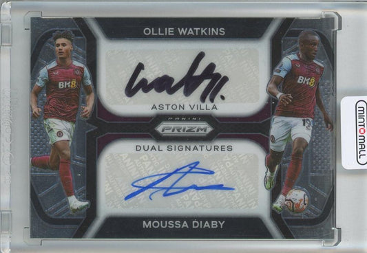 2023-24 Panini Prizm Premier League Moussa Diaby and Ollie Watkins Dual Signatures digital card for Aston Villa