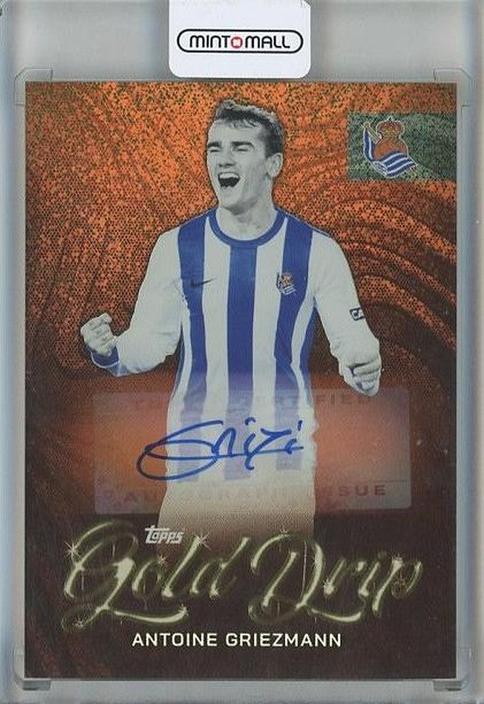 2022-23 Topps Real Sociedad Antoine Griezmann Gold Drip Auto numbered 10 of 25 trading card