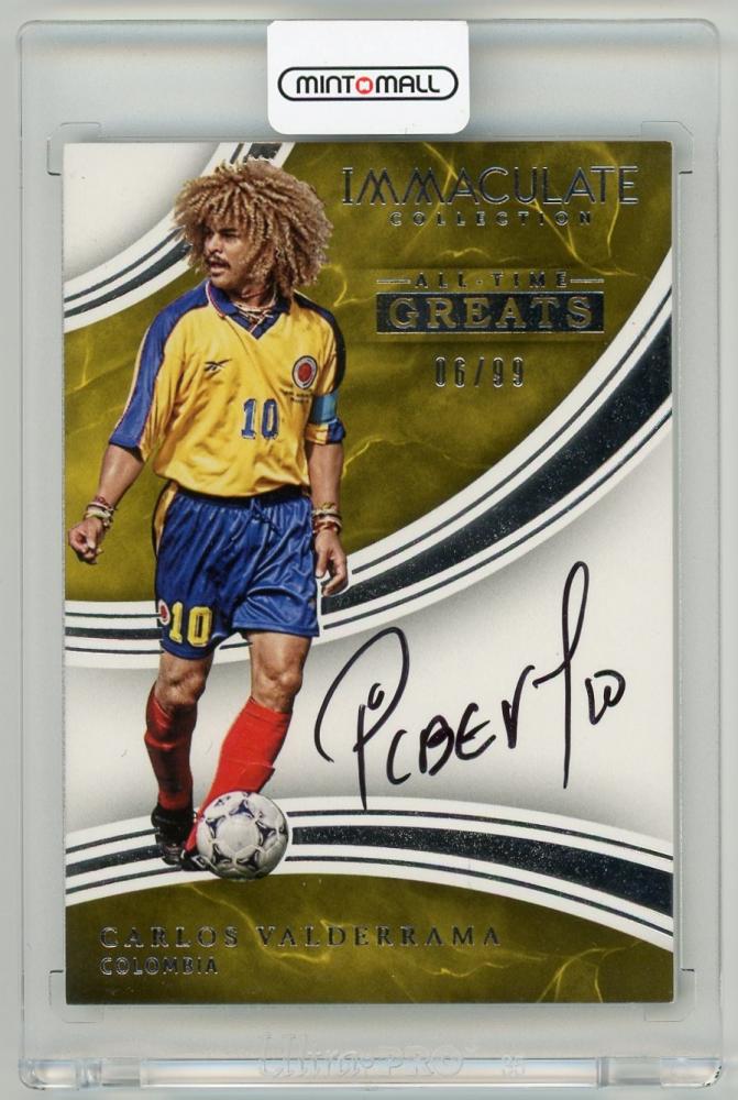 2017 Panini Immaculate Collection Carlos Valderrama autograph trading card numbered 6 of 99 from Colombia