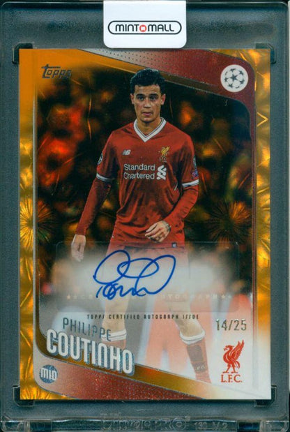 2025-26 TOPPS UEFA Club Competitions Philippe Coutinho autograph card numbered 14 out of 25