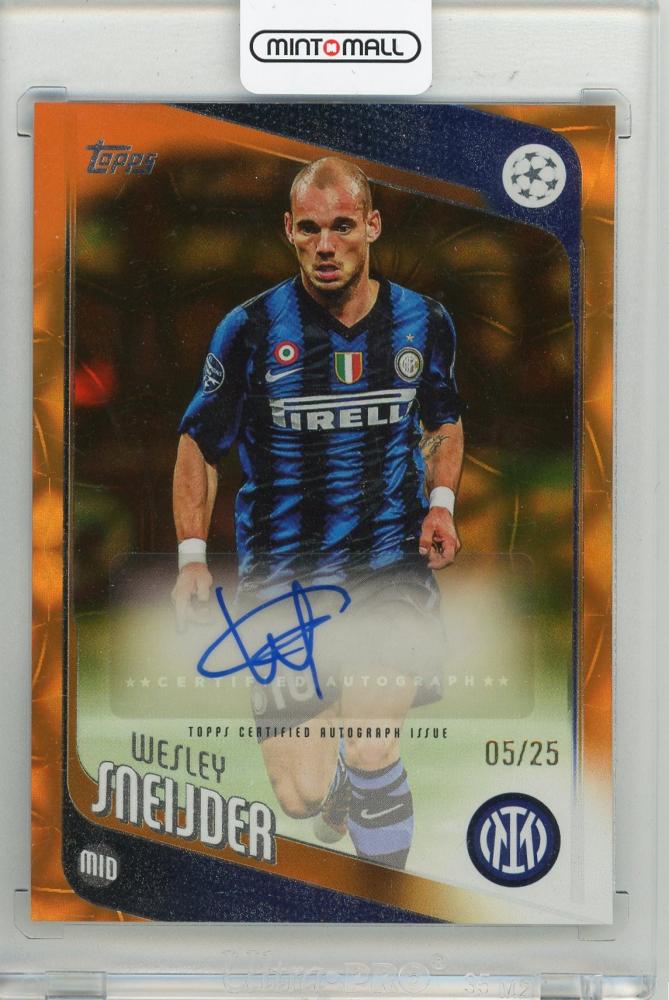 2025-26 TOPPS UEFA Wesley Sneijder Autographs Orange Inferno Foil card #BAWS05/25 FC Internazionale Milano
