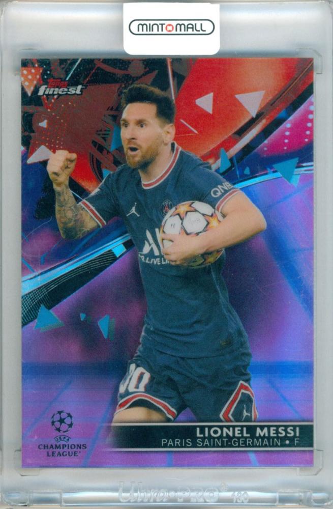 2021-22 Topps Finest UEFA Champions League Lionel Messi Purple Refractor Card 018 of 125 Paris Saint-Germain