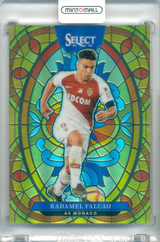 2025-26 Panini Select Ligue 1 soccer card Radamel Falcao #12 stained glass design As Monaco