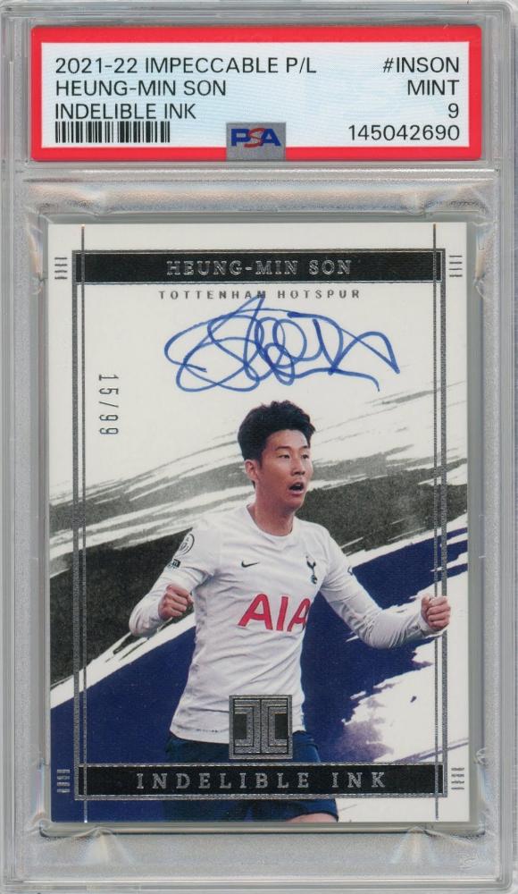2021-22 PANINI Impeccable Premier League Heung-Min Son #INSON 99 limited edition 15/99 PSA9 Mint trading card