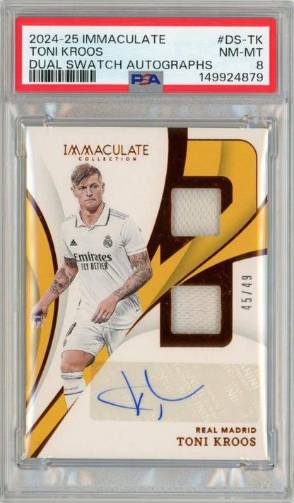 2024-25 PANINI Immaculate Collection Toni Kroos Dual Swatch Autographs trading card graded PSA8