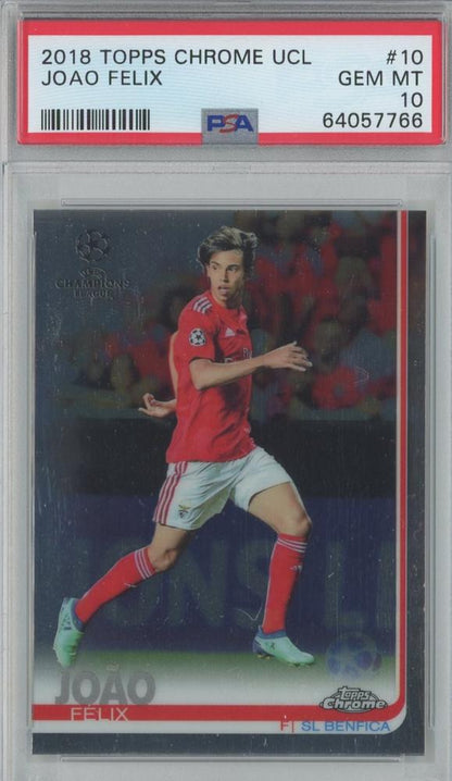 2018 Topps Chrome UCL Joao Felix SL Benfica #10 graded PSA10 collectible card