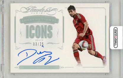 2016 Panini Flawless Diego Costa International Icons autographed card numbered 3 of 25 featuring Spain team