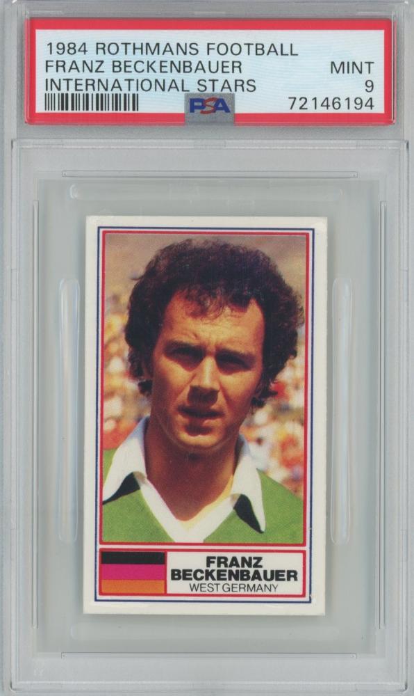 1984 Rothmans Football collectible card of Franz Beckenbauer graded PSA 9 from West Germany
