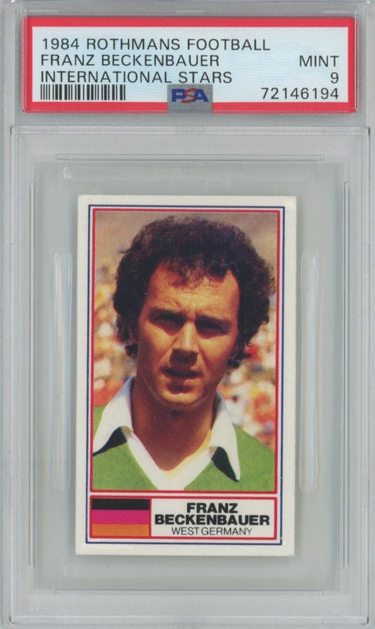 1984 Rothmans Football collectible card of Franz Beckenbauer graded PSA 9 from West Germany