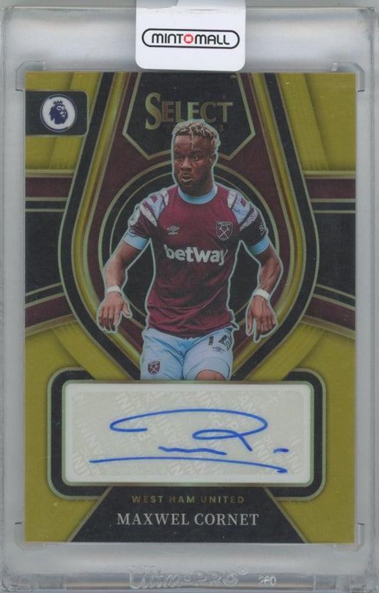2022-23 PANINI Select English Premier League Select Signatures Gold Maxwel Cornet West Ham United FC trading card 08/10