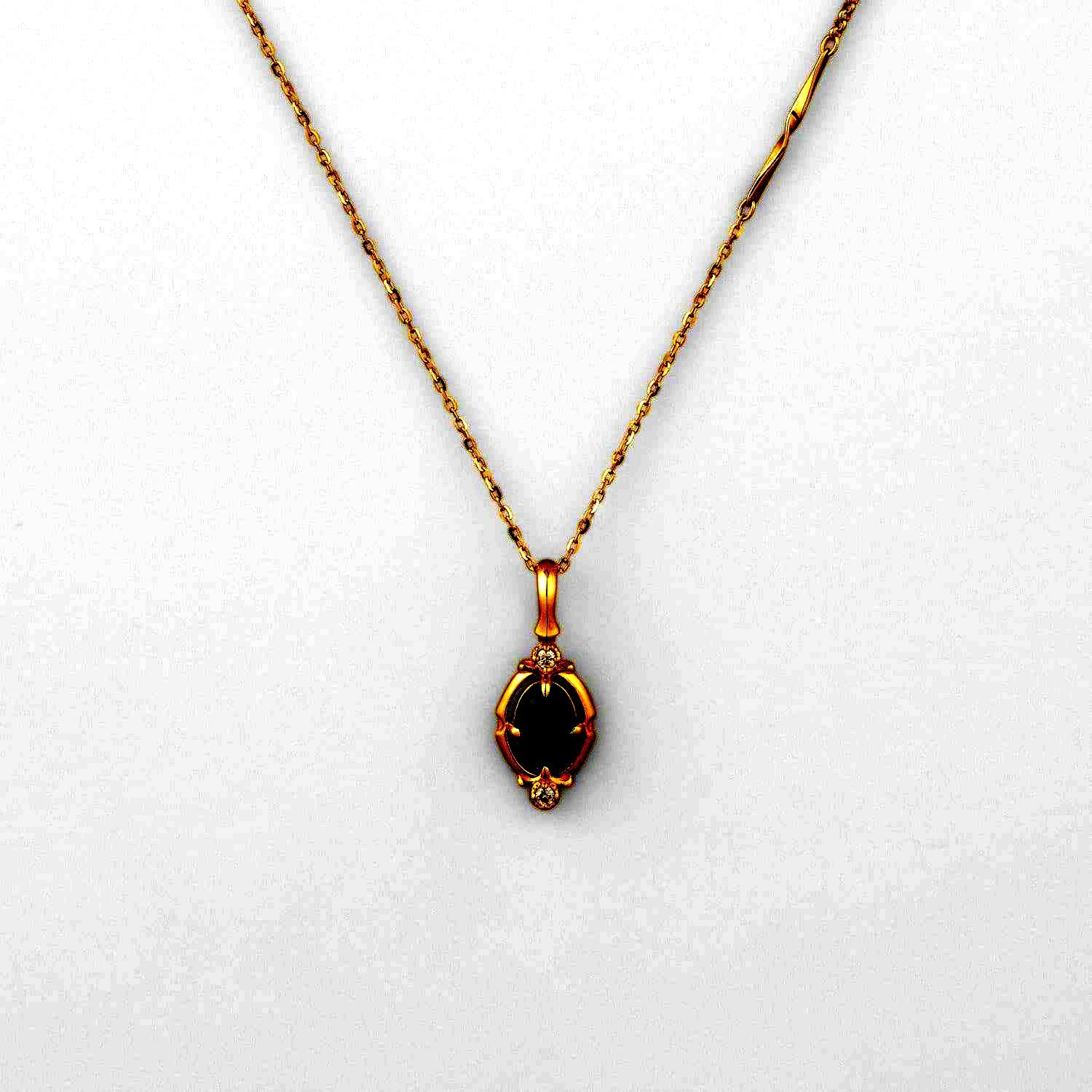 Agete Chalcedony Necklace with polished blue chalcedony stone on a silver chain