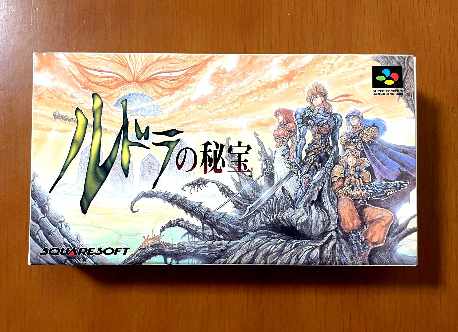 Super Famicom Ruda's Treasure game cartridge with original box and manual in good used condition
