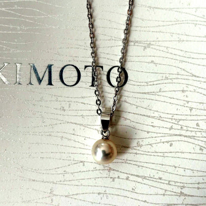 079 Mikimoto silver necklace featuring 6.6mm pearls and 40cm length elegant jewelry piece