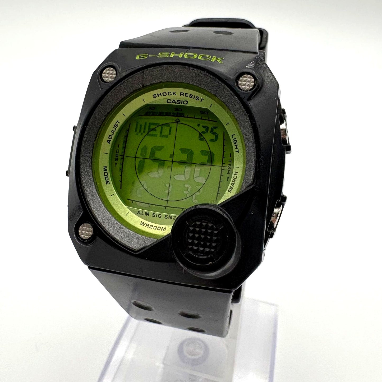 Casio G-Shock G-8000B Overseas model digital quartz watch in black and green with minor scratches
