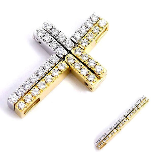 Tasaki cross pendant for ladies with diamonds 0.64ct set in 2WAY K18 yellow and white gold