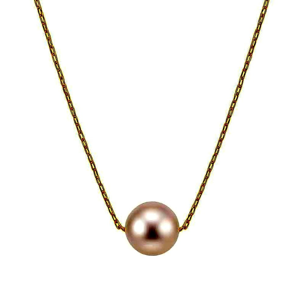 Freshwater pearl necklace with nickel-free stainless steel thin chain, 42 cm length, made in Japan