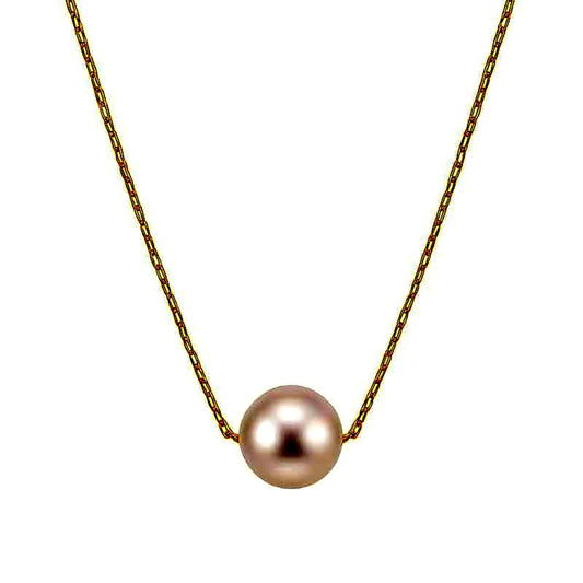 Freshwater pearl necklace with nickel-free stainless steel thin chain, 42 cm length, made in Japan