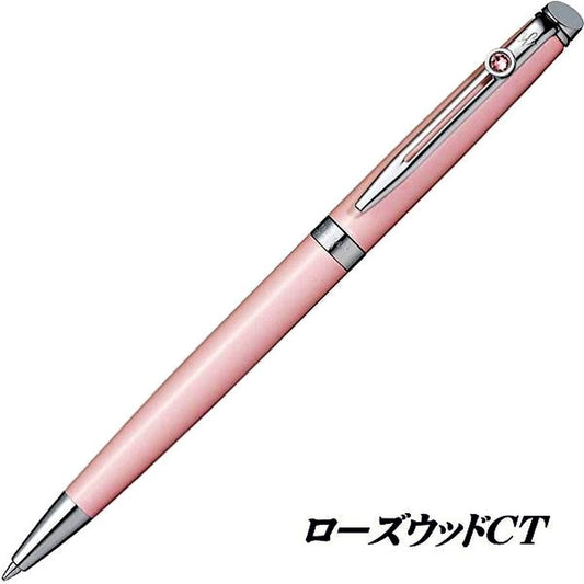 Waterman Metropolitan Essential Crystal Line Rosewood oil-based ballpoint pen with twist mechanism and nickel palladium plated clip