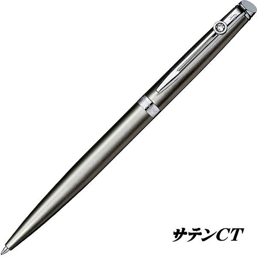 Waterman Metropolitan Essential Crystal Line Satin CT oil-based ballpoint pen with brass lacquered body and nickel palladium clip