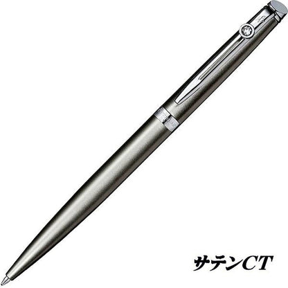 Waterman Metropolitan Essential Crystal Line Satin CT oil-based ballpoint pen with brass lacquered body and nickel palladium clip