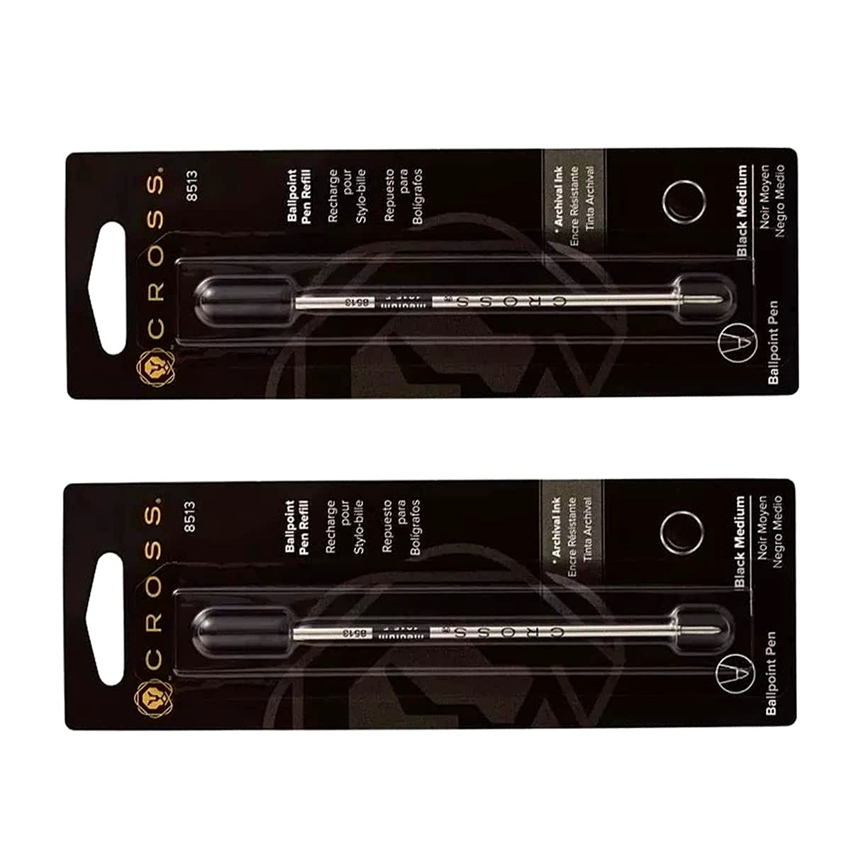 Set of 6 Cross Replacement Ink Refills Model 8513 Black Mid-sized M tip genuine ballpoint pen refills