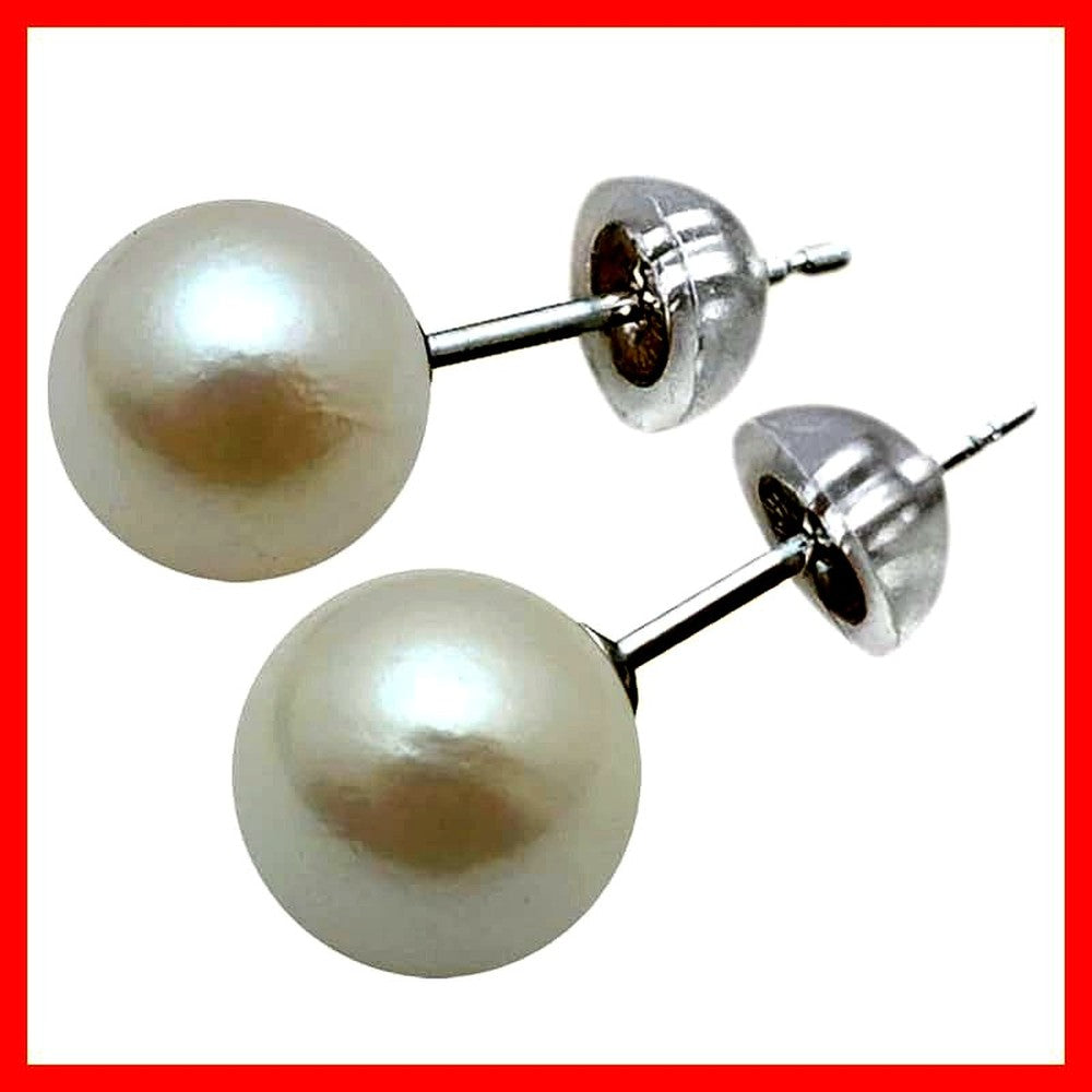 New 7.0mm Akoya pearl earrings made from Pt900 platinum with genuine pearls and double silicon catches