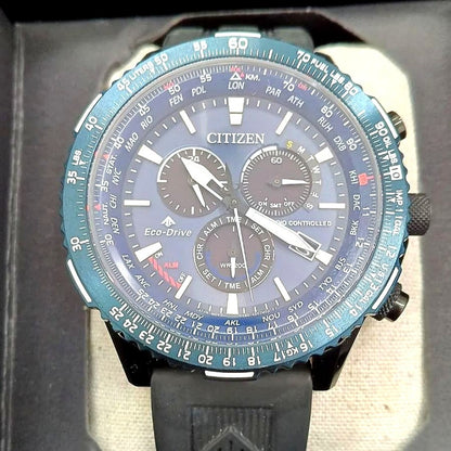 Citizen Promaster SKY CB5006-02L blue dial pilot watch in used condition