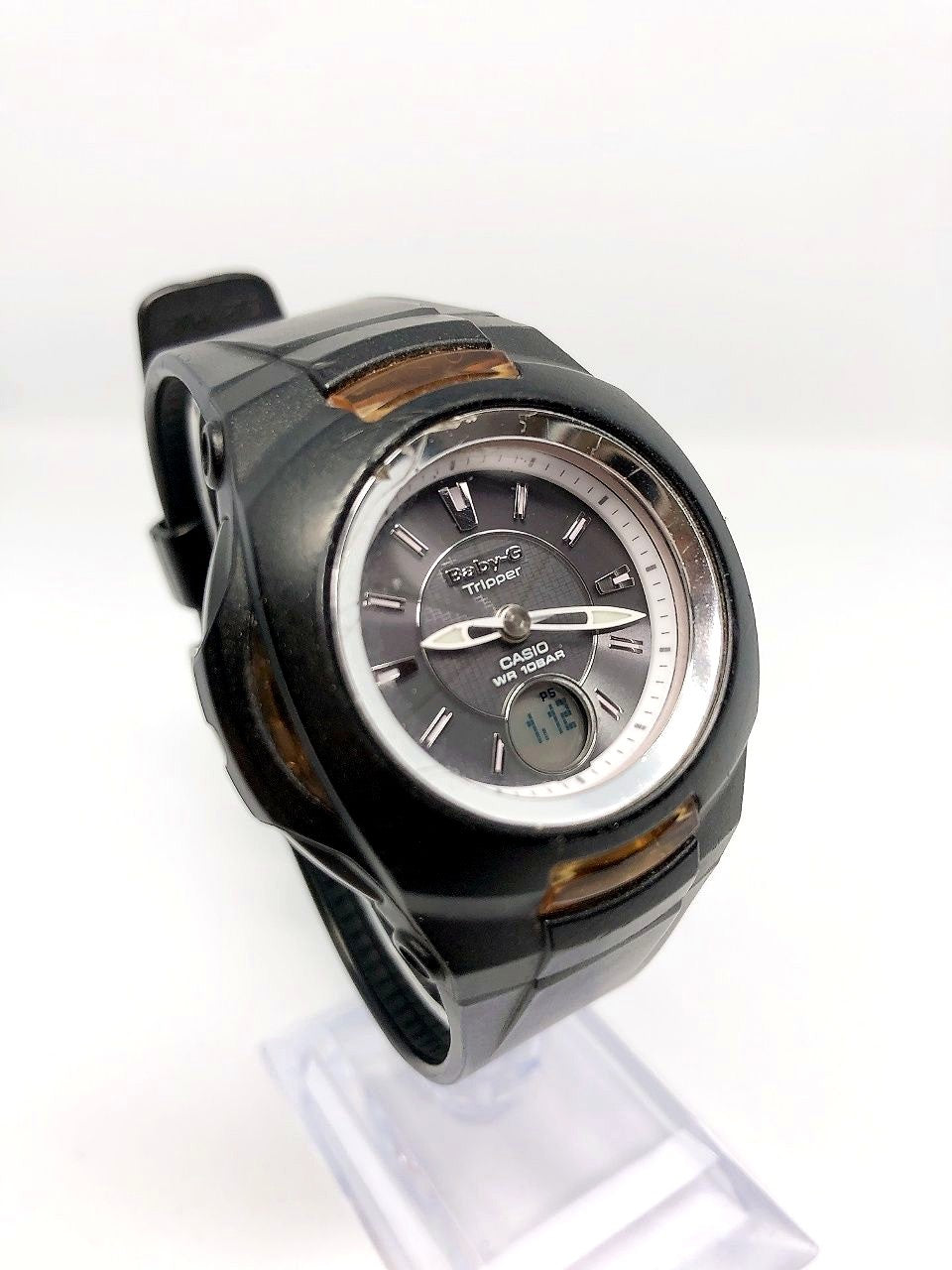 Casio Baby-G Tripper BGT-200J black case digital watch with gray dial and solar radio wave features