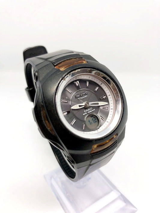 Casio Baby-G Tripper BGT-200J black case digital watch with gray dial and solar radio wave features