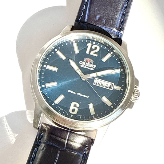 ORIENT B094 Big Face ORIENT Blue Dial Skeleton Back Automatic Men's Watch — Japanese