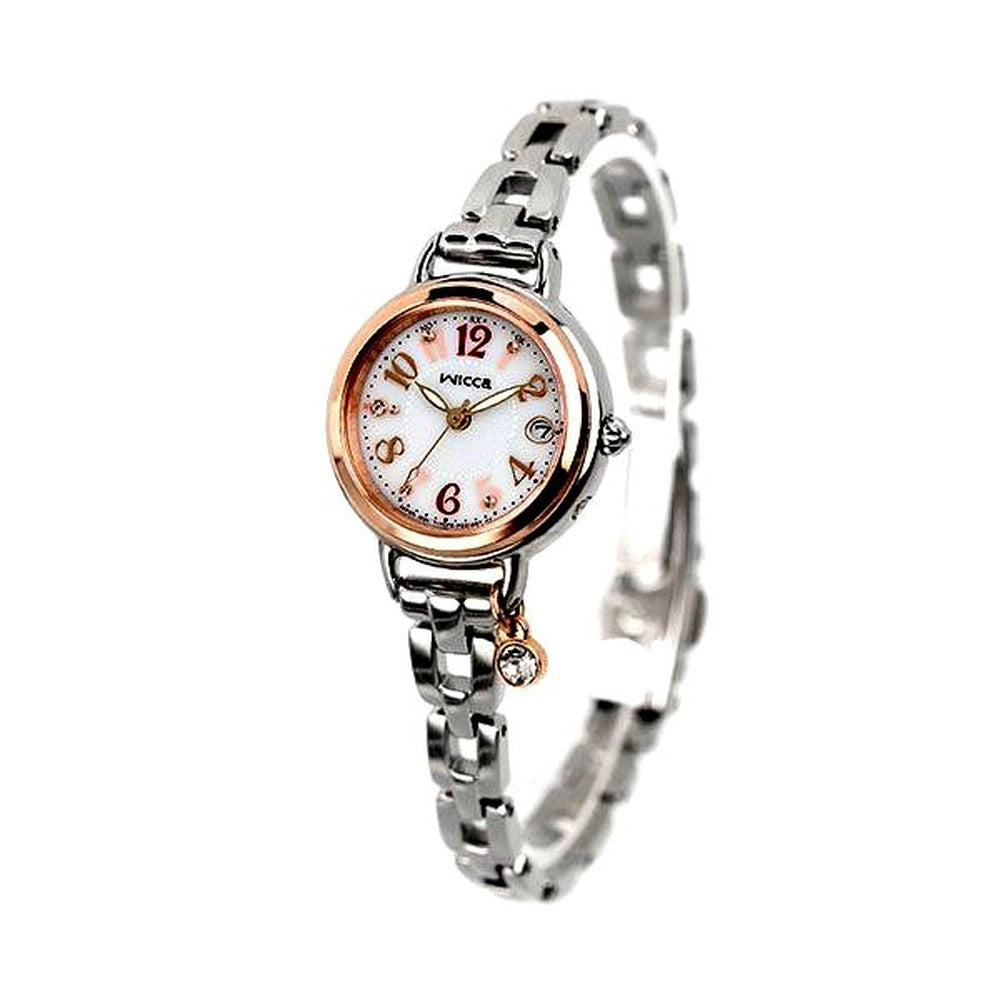 Citizen Wicca KL0-511-11 ladies silver solar atomic watch with silver dial and band