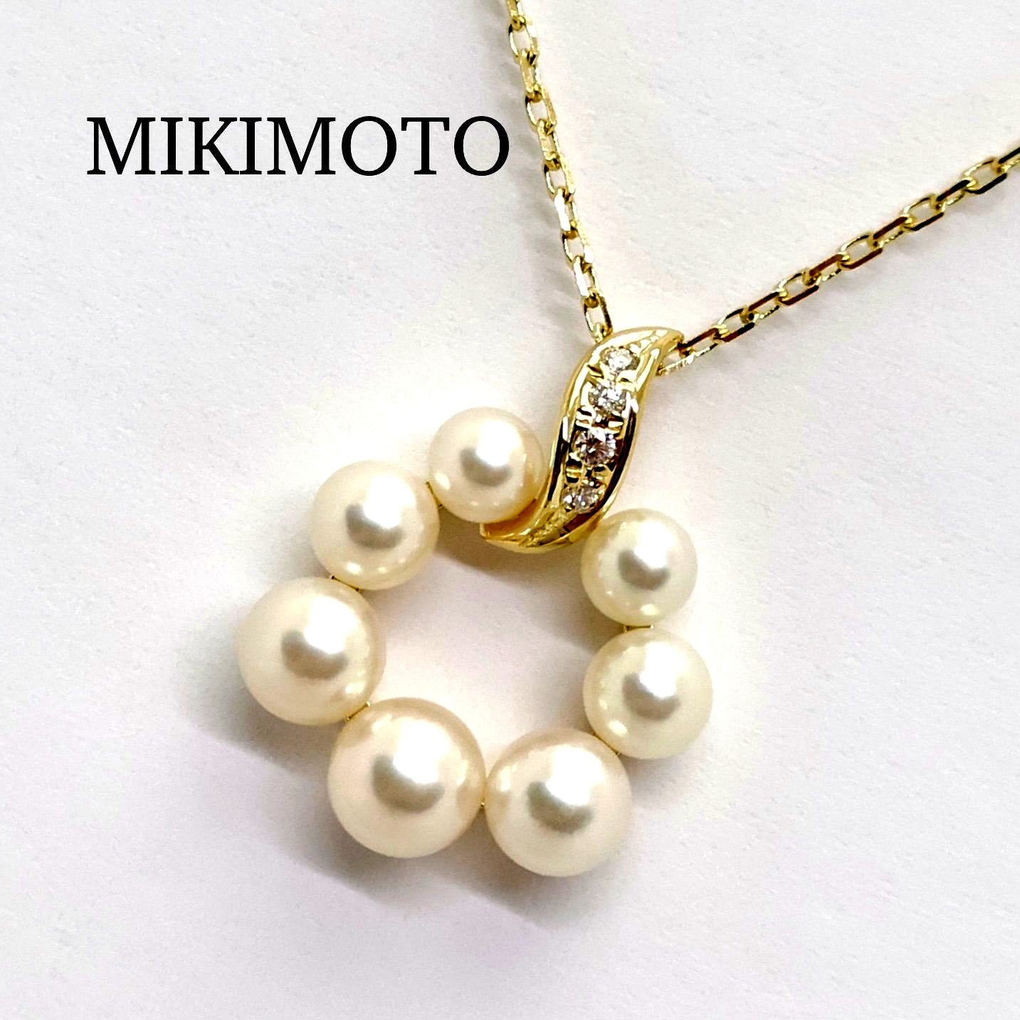 MIKIMOTO pearl and diamond necklace with 4.0-5.5mm pearls on a 40cm K18YG gold chain