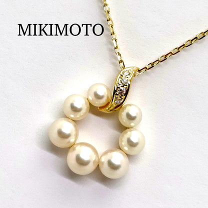 MIKIMOTO pearl and diamond necklace with 4.0-5.5mm pearls on a 40cm K18YG gold chain