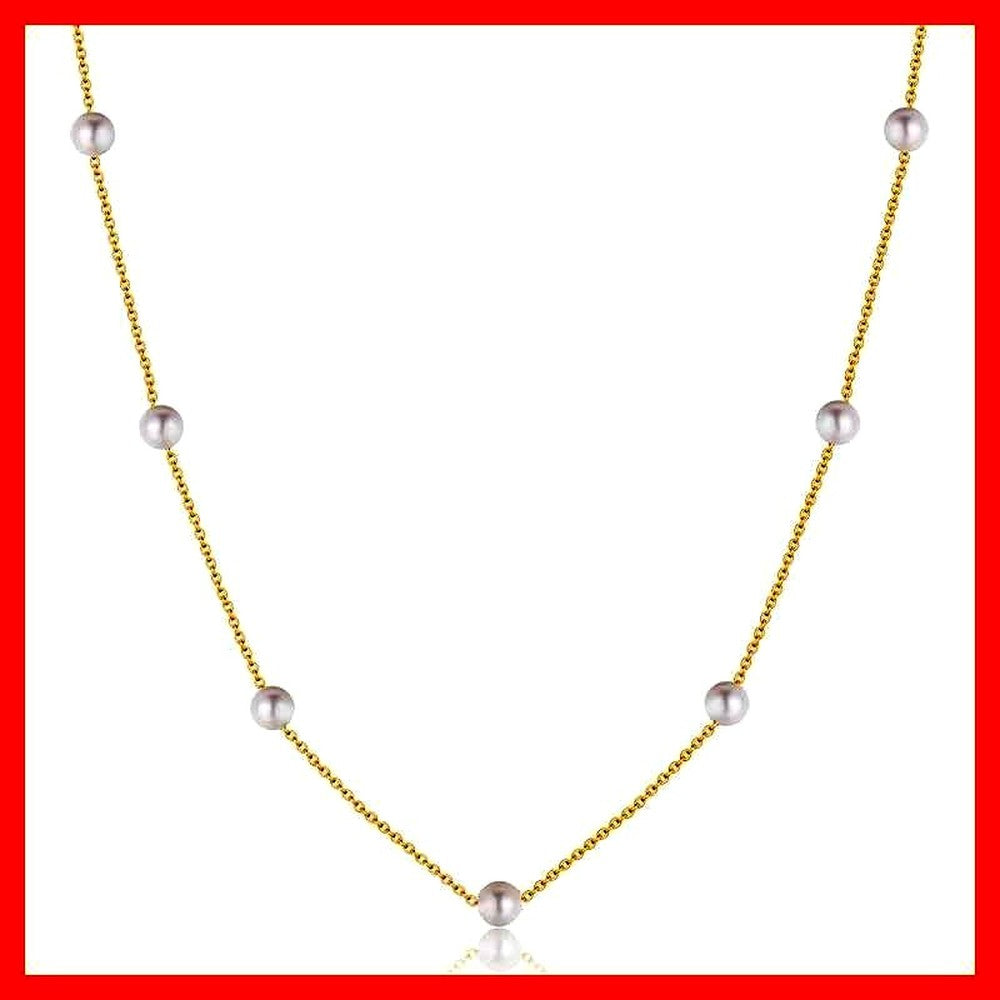 KOKO Pearl Akoya real pearl necklace with 15 beads 4.0-4.4 mm on Japanese 10K gold chain