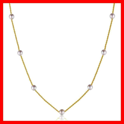 KOKO Pearl Akoya real pearl necklace with 15 beads 4.0-4.4 mm on Japanese 10K gold chain