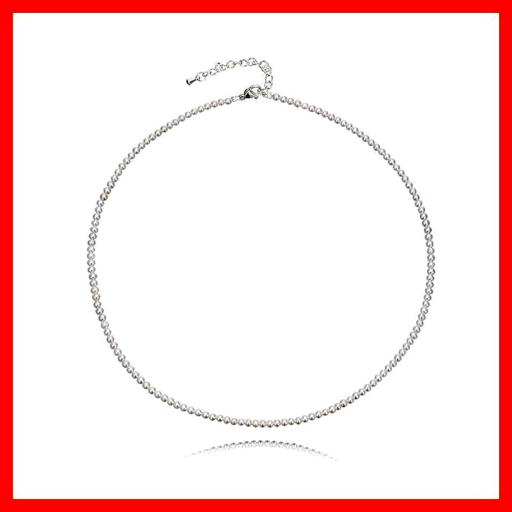 New Yachihoko Baby Pearl Necklace with 3-3.5 mm freshwater pearls and silver clasp on white background