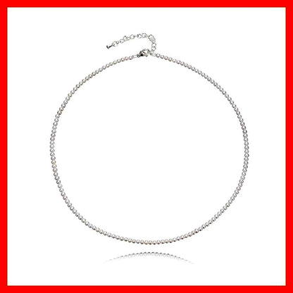 New Yachihoko Baby Pearl Necklace with 3-3.5 mm freshwater pearls and silver clasp on white background