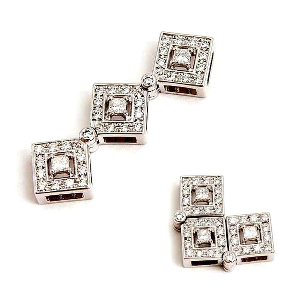 Tasaki 2WAY square and heart diamond pendant in white gold K18WG with 0.53 carats diamonds