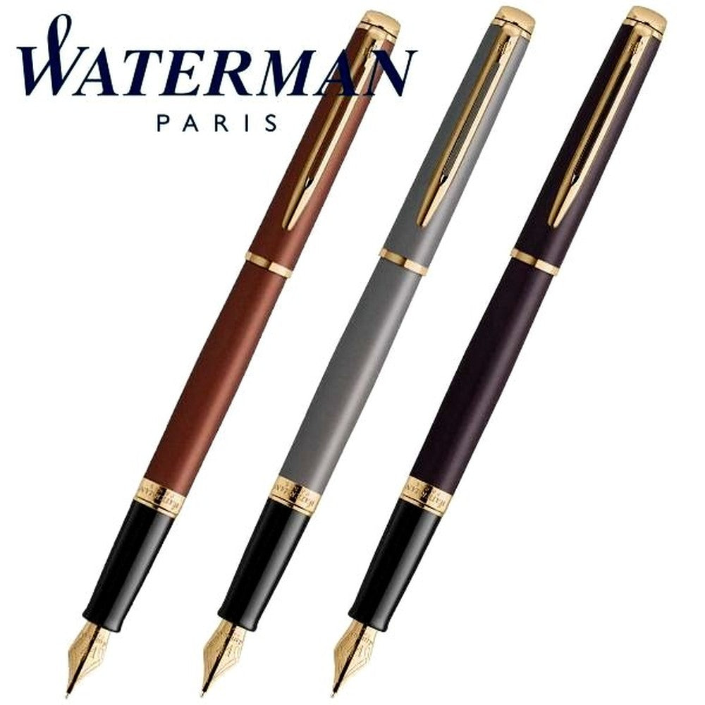 WATERMAN Metropolitan Essential Neutral Color Fountain Pen with fine nib and gold coated stainless steel body