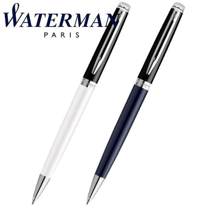 WATERMAN Metropolitan Essential Color Blocking pen in black and white with palladium trim and blue cap