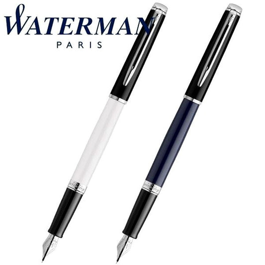 Waterman Metropolitan Essential Color Blocking fountain pen in black and white with cap and palladium clip