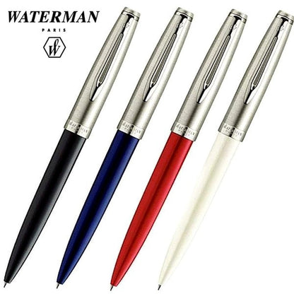 Waterman Emblem Essential ballpoint pen in black with twist mechanism and aluminum body